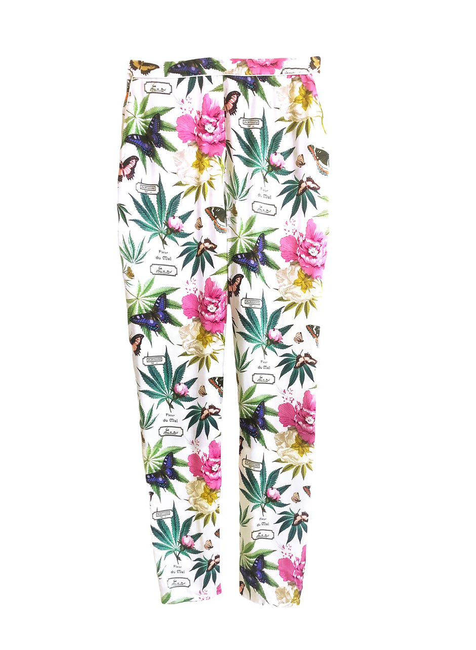 White botanical - Bedroom to Boardroom Pant | Fleur du Mal - DEMO